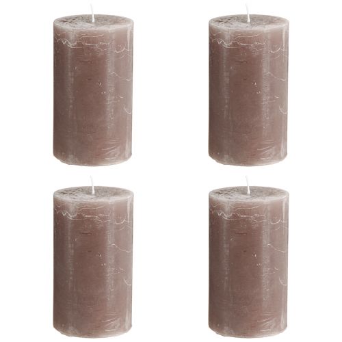 Artikel Effen gekleurde kaarsen bruine stompkaarsen 70×120mm 4 st