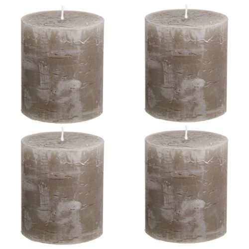 Artikel Effen gekleurde kaarsen bruine stompkaarsen 70×80mm 4 st