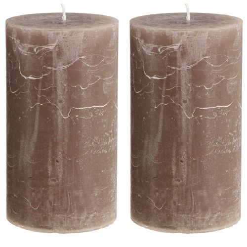Artikel Effen gekleurde kaarsen bruine stompkaarsen 85×150mm 2 st
