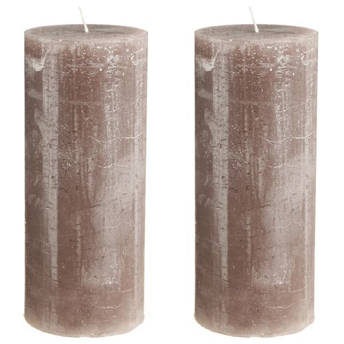Artikel Effen gekleurde kaarsen bruine stompkaarsen 85x200mm 2 st