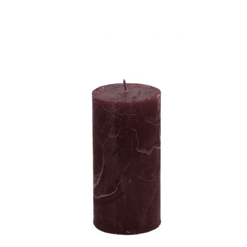 Effen gekleurde kaarsen bordeaux 50x100mm 4st