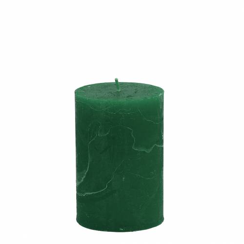 Effen kaarsen donkergroen 70x100mm 4 st