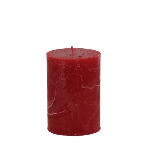 Effen kaarsen donkerrood 70x100mm 4 st