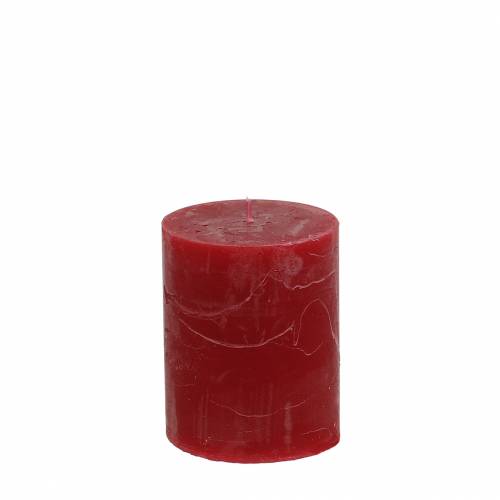Artikel Effen gekleurde kaarsen donkerrood 70x80mm 4 st