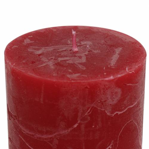 Artikel Effen gekleurde kaarsen donkerrood 70x80mm 4 st