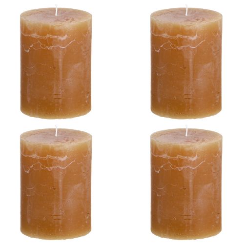 Artikel Effen gekleurde kaarsen karamel stompkaarsen 60×80mm 4 st