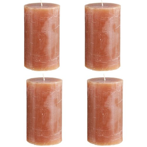 Artikel Effen gekleurde kaarsen karamel stompkaarsen 70×120mm 4 st