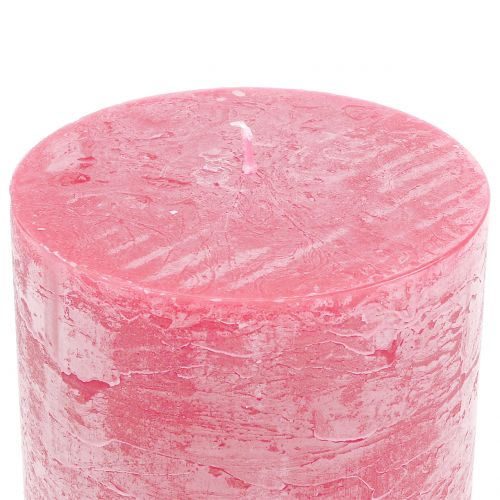 Artikel Effen gekleurde kaarsen roze 50x100mm 4st
