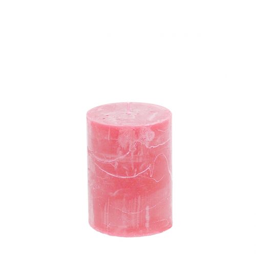 Artikel Effen gekleurde kaarsen roze 60x80mm 4st