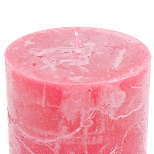 Artikel Effen gekleurde kaarsen roze 60x80mm 4st