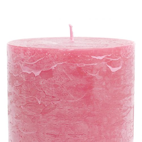 Artikel Effen gekleurde kaarsen roze 85x150mm 2st