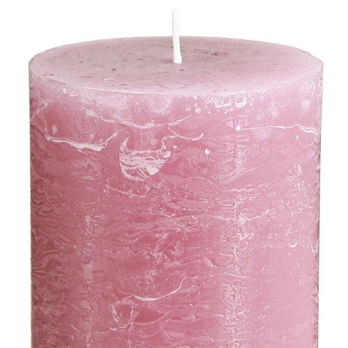 Artikel Effen kaarsen roze stompkaarsen oudroze 70×120mm 4 st