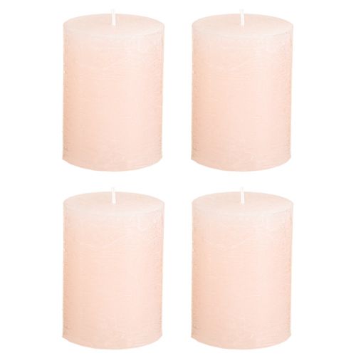 Artikel Effen kaarsen roze stompkaarsen lichtroze 60×80mm 4 st