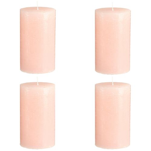Artikel Effen kaarsen roze stompkaarsen lichtroze 70×120mm 4 st