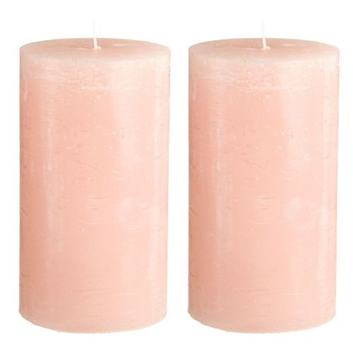 Artikel Effen kaarsen roze stompkaarsen lichtroze 85×150mm 2 st