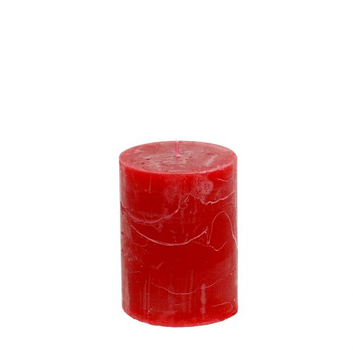 Effen gekleurde kaarsen rood 60x80mm 4st