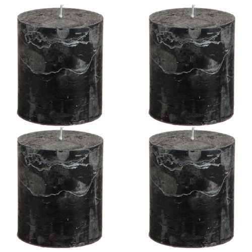Artikel Effen gekleurde kaarsen zwarte stompkaarsen 70×80mm 4 st