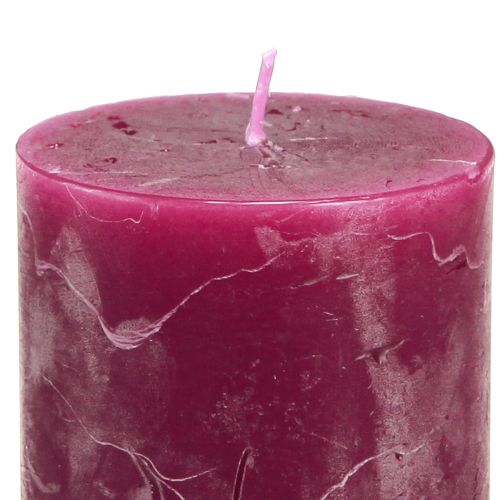 Artikel Effen kaarsen zuilen roze bes 70x100mm 12 st