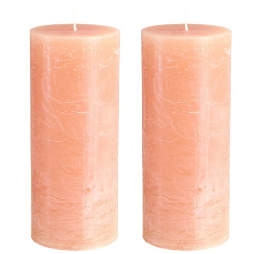 Artikel Effen gekleurde stompkaarsen in perzik 85x200mm 2 st