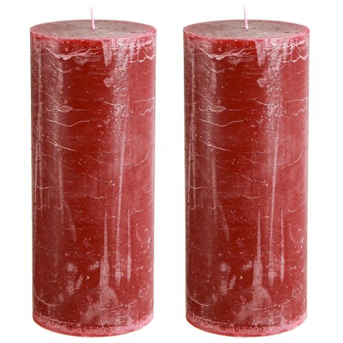 Artikel Effen stompkaarsen donkerrood 85x200mm 2 st