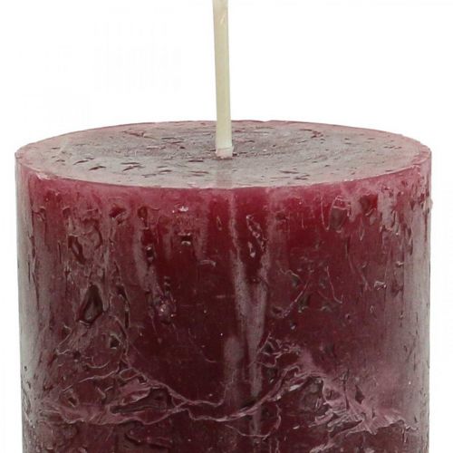 Artikel Effen gekleurde kaarsen Burgundy Rustic Safe Candle 110×60mm 4st