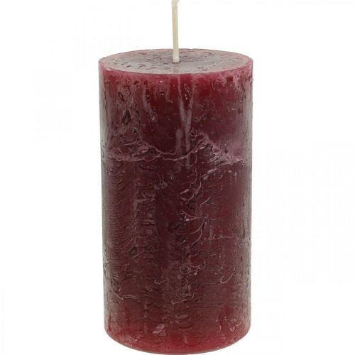 Floristik24 Effen gekleurde kaarsen Burgundy Rustic Safe Candle 110×60mm 4st