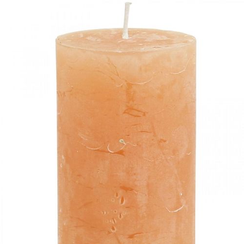 Artikel Effen gekleurde kaarsen Oranje Perzik stompkaarsen 50×100mm 4st