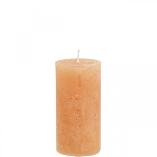 Artikel Effen gekleurde kaarsen Oranje Perzik stompkaarsen 50×100mm 4st