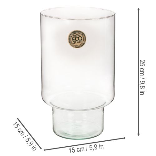 Glazen cilindervormige container van ecologisch glas, 25 cm. | Floristik24.nl