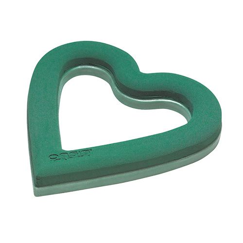 Artikel Steekschuim hart open steekmateriaal groen 38cm 2 stuks trouwdecoratie