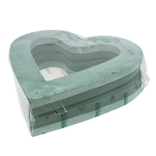 Artikel Steekschuim hart open steekmateriaal groen 38cm 2 stuks trouwdecoratie