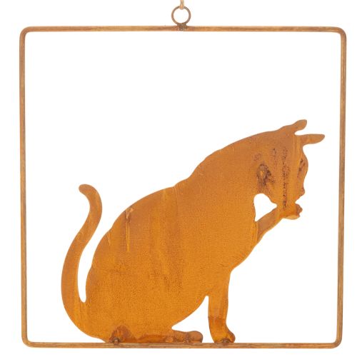 Decoratief kattenbeeldje van roestig metaal, roestdecoratie om op te hangen, 24,5 cm | Floristik24.nl