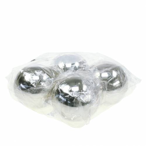 Artikel Decoratieve bol RVS zilver Ø10cm 4 st