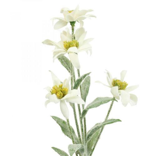 Edelweiss kunstbloem wit gevlokt 38cm