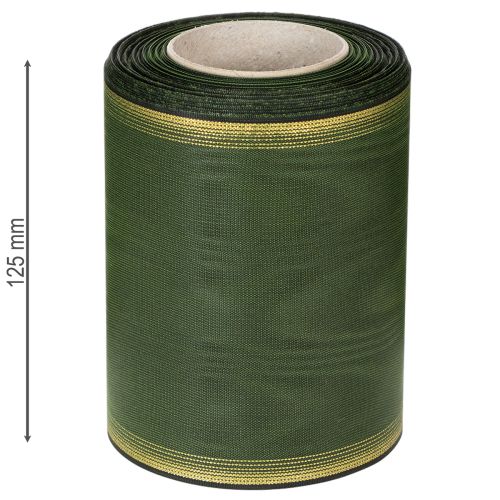 Elegante donkergroene moiré-kranslint, 125 mm met gouden parelrand, rouwlint, huwelijksdecoratie, striklint | Floristik24.nl