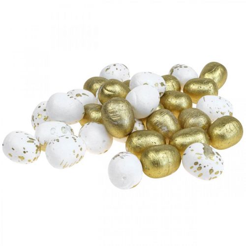Floristik24 Piepschuim eieren Piepschuim paaseieren wit goud decoratie 3cm 32 st