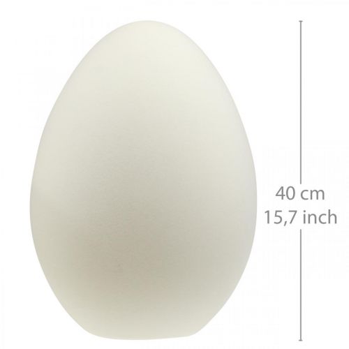 Floristik24 Paasei groot crème decoratief ei flocked etalagedecoratie 40cm