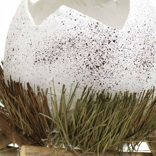 Floristik24 Paasdecoratie, ei in het nest, decoratief ei, vogelnest Ø9cm H10cm wit, natuurlijke kleuren 4st