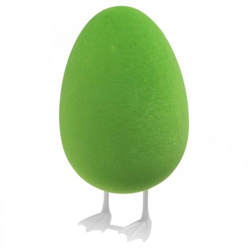 Floristik24 Paasei met voetjes decoratief ei groen flocked Etalagedecoratie Pasen H25cm