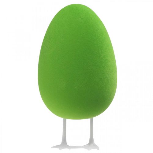 Artikel Paasei met voetjes decoratief ei groen flocked Etalagedecoratie Pasen H25cm