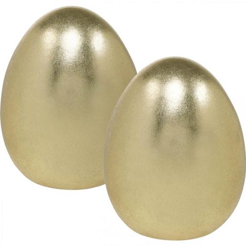 Floristik24 Gouden decoratief ei, decoratie voor Pasen, keramisch ei H13cm Ø10.5cm 2st