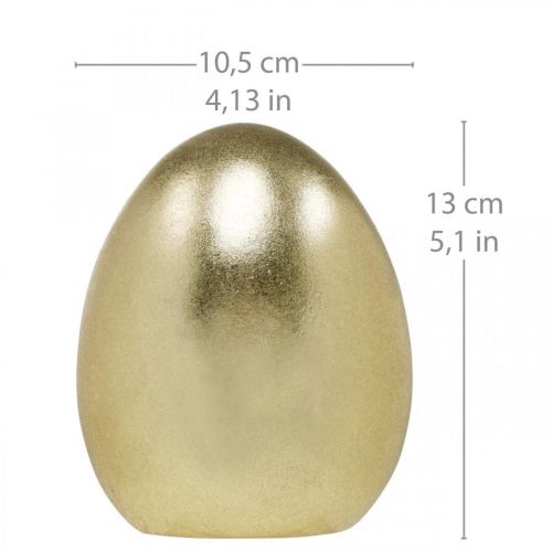 Floristik24 Gouden decoratief ei, decoratie voor Pasen, keramisch ei H13cm Ø10.5cm 2st