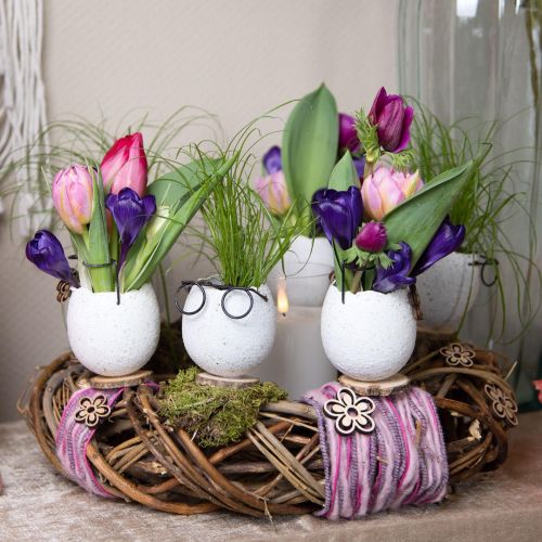 Floristik24 Ei met glaasjes siervaas wit Paasdecoratie Ø7,5cm H9cm 6 st