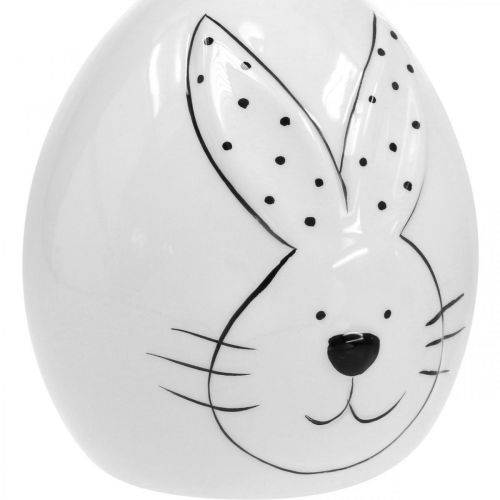 Floristik24 Decoratief eierkeramiek met konijn, paasdecoratie modern, paasei met konijnenmotief Ø11cm H12.5cm set van 4