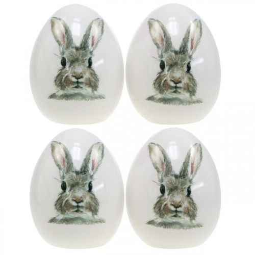 Floristik24 Decoratief ei staand konijn motief, paasdecoratie, konijn op ei Ø8cm H10cm set van 4