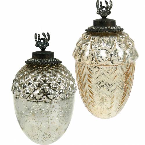 Floristik24 Decoratieve eikel om glas 15cm champagne op te hangen 2st in een set