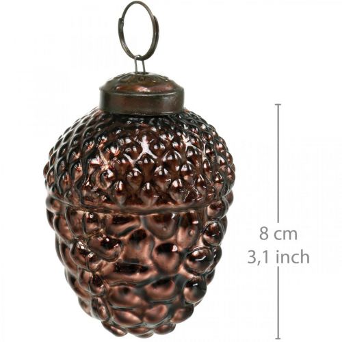 Floristik24 Eikelglas bruine decoratiekegels om adventsversiering op te hangen 5,5×8cm 12st