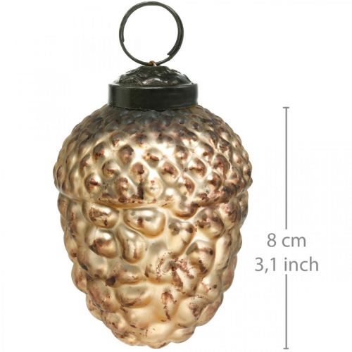 Floristik24 Acorn glas gouden vintage deco kegels kerstboomversieringen 5,5 × 8cm 12st