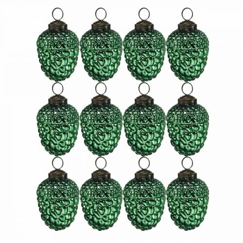 Floristik24 Acorn glas groen herfstdecoratie kegels kerstboomversiering 5,5 × 8cm 12st