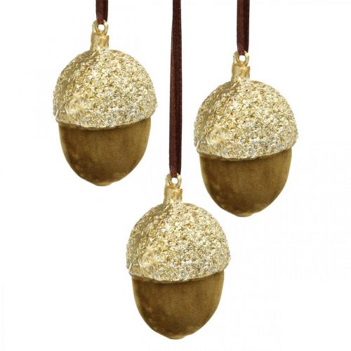 Floristik24 Eikels om op te hangen, advent, boomdecoratie, herfstdecoratie H6.5cm Ø4cm 6st